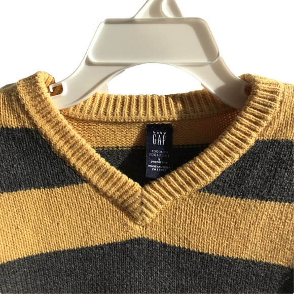 baby GAP V-neck Striped Sweater Boys 2yrs Cotton - Picture 2 of 8